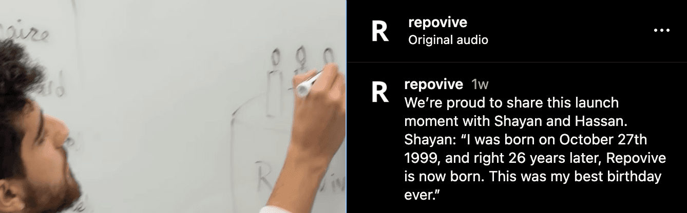 Repovive Instagram launch moment